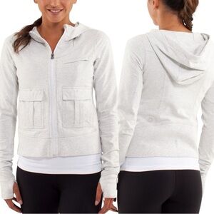 Lululemon Carry and Go Hoodie Heathered White / Grey Size 6